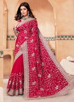 Crepe Silk Cherry Wedding Wear Coading Work Saree